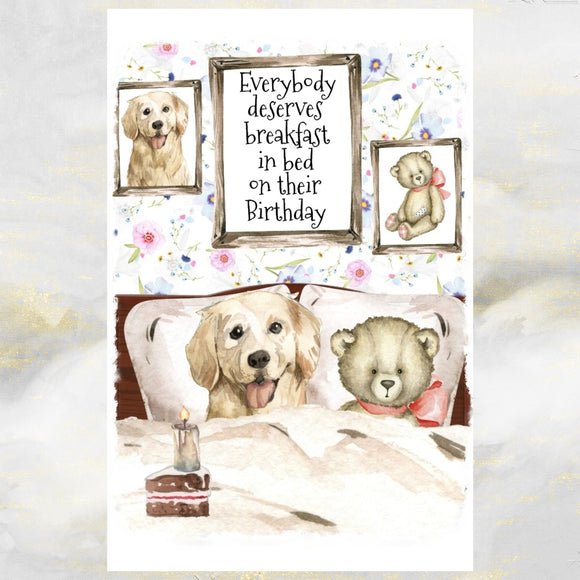 Golden Retriever Dog Greetings Card, Funny Golden Retriever Dog Birthday Card.