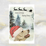 Golden Retriever Dog Christmas Card, Golden Retriever Dog Christmas Art Card