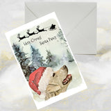 Golden Retriever Dog Christmas Card, Golden Retriever Dog Christmas Art Card