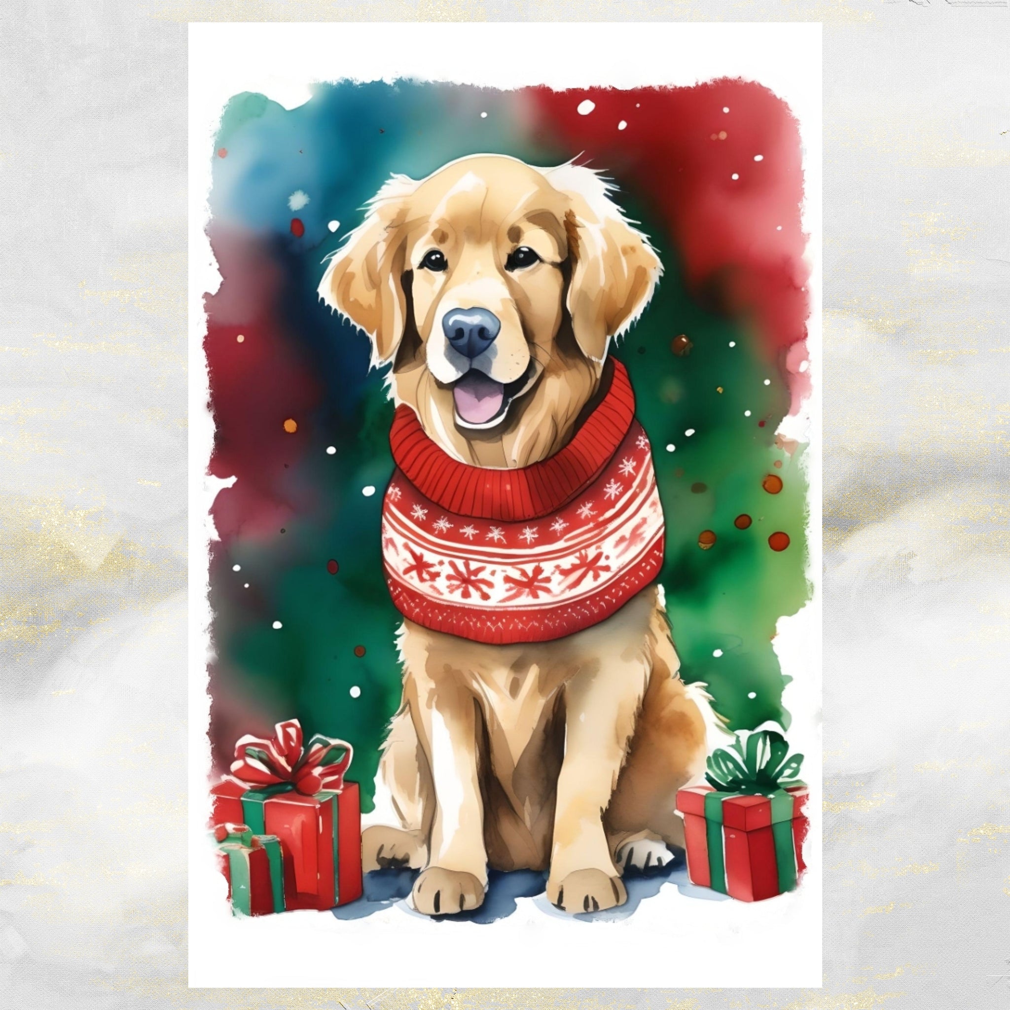 Golden Retriever Dog Christmas Jumper Greetings Card Saddlemount Cards