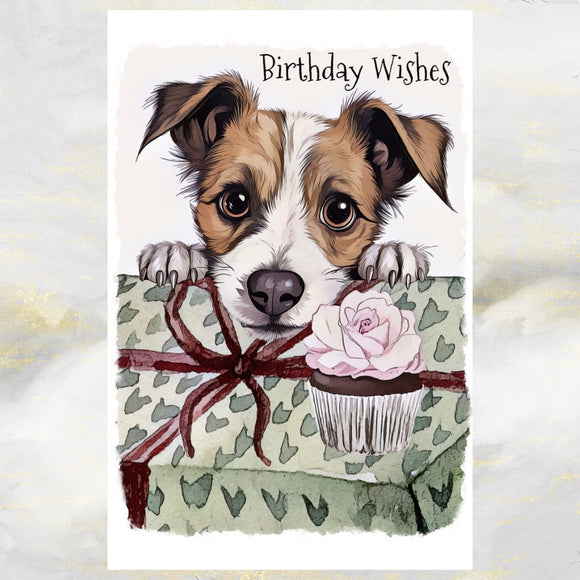 Cute Jack Russell Terrier Dog Birthday Wishes Card