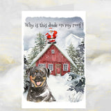 Rottweiler Dog Christmas Card, Funny Rottweiler Dog Christmas Greetings Card.