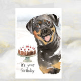 Rottweiler Dog Birthday Card, Rottweiler Dog Greetings Card, Rottweiler Dog Card