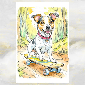 Jack Russell Terrier Dog Fun in in the Woods Greetings Card