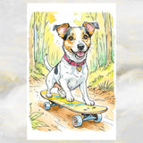 Jack Russell Terrier Dog Fun in in the Woods Greetings Card