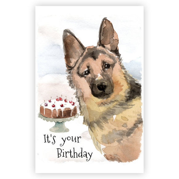 German Shepherd Dog Birthday Card, German Shepherd Greetings Card, German Shepherd Dog, It's Your Birthday German Shepherd Card