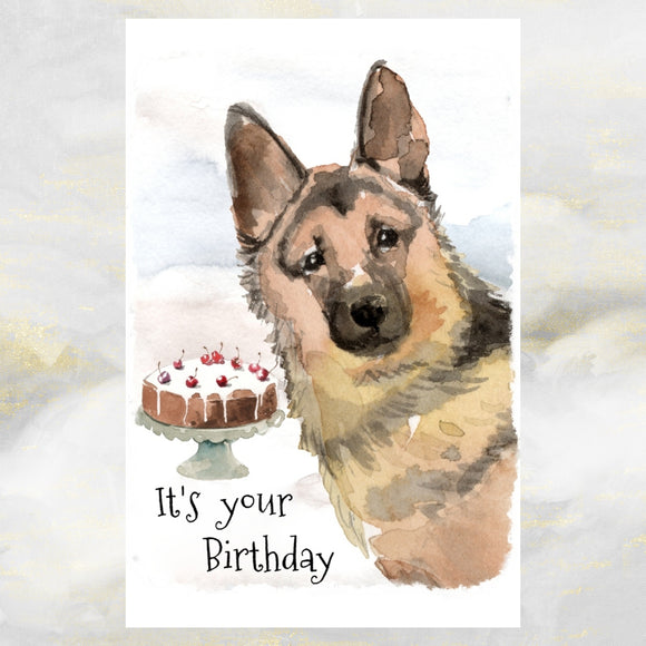 German Shepherd Dog Birthday Card, German Shepherd Greetings Card, German Shepherd Dog, It's Your Birthday German Shepherd Card