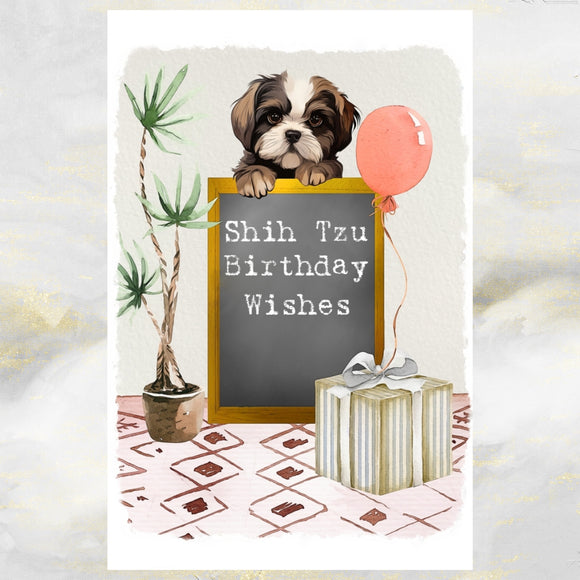 Shih Tzu Dog Birthday Greetings Card