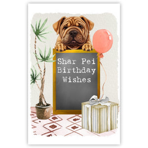 Shar Pei Dog Birthday Greetings Card