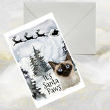 Siamese Cat Christmas Card, Cute Siamese Cat Christmas Card.