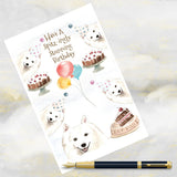 Japanese Spitz Dog Birthday Card, Funny Japanese Spitz Birthday Card