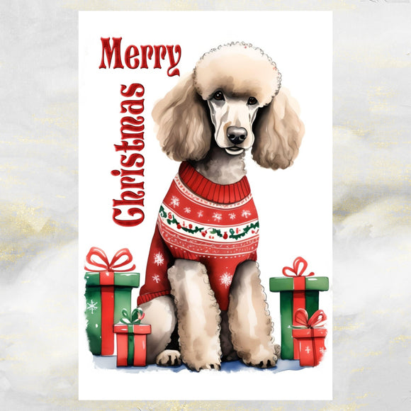 Standard Poodle Dog Christmas Jumper Greetings Card