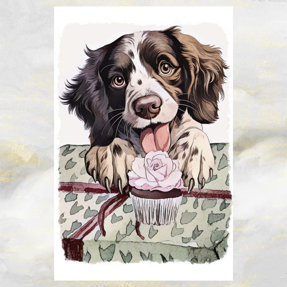 Cute Springer Spaniel Dog Birthday Greetings Card