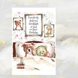 Staffordshire Bull Terrier Dog Greetings Card, Funny Staffy Dog Birthday Card.