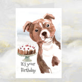 Staffordshire Bull Terrier Birthday Card, Staffy Dog Greetings Card, Staffy Dog.