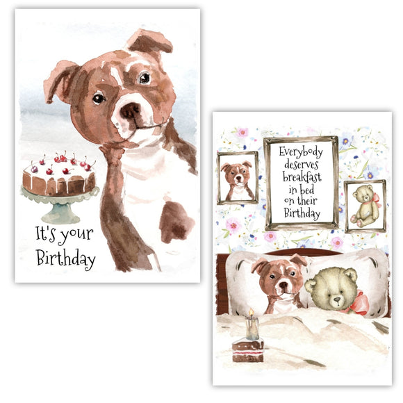 Staffordshire Bull Terrier Dog Birthday Cards