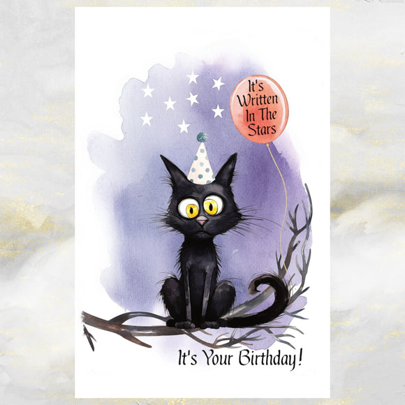 Funny Black Cat Birthday Card