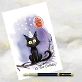 Funny Black Cat Birthday Card