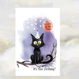 Funny Black Cat Birthday Card