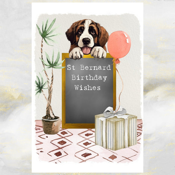 St Bernard Dog Birthday Greetings Card