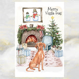 Hungarian Vizsla Christmas Card, Vizsla Dog Christmas Card.