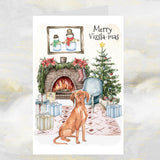 Hungarian Vizsla Christmas Card, Vizsla Dog Christmas Card.