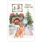 Hungarian Vizsla Christmas Card, Vizsla Dog Christmas Card.