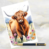 Highland Cow Art Greetings Card