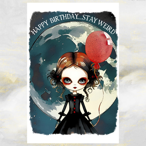 Goth Girl Art Birthday Greetings Card