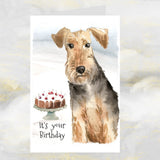 Welsh Terrier Dog Birthday Card, Welsh Terrier Greetings Card, Welsh Terrier Dog Card.