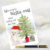 West Highland Terrier Christmas Card, Funny Dog Greetings Card, West Highland Terrier Card, Westie Dog, Dog Card, Dog Christmas Card.