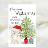 West Highland Terrier Christmas Card, Funny Dog Greetings Card, West Highland Terrier Card, Westie Dog, Dog Card, Dog Christmas Card.