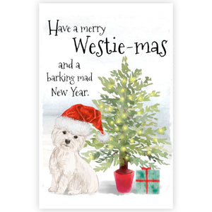 West Highland Terrier Christmas Card, Funny Dog Greetings Card, West Highland Terrier Card, Westie Dog, Dog Card, Dog Christmas Card.