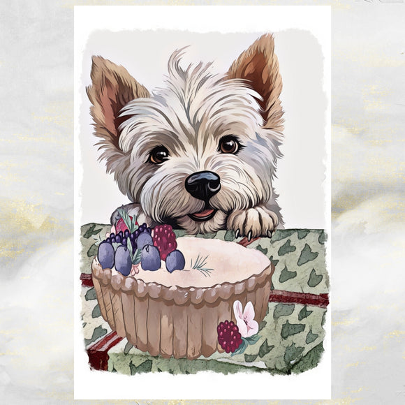 Cute West Highland Terrier Dog Birthday Wishes Card