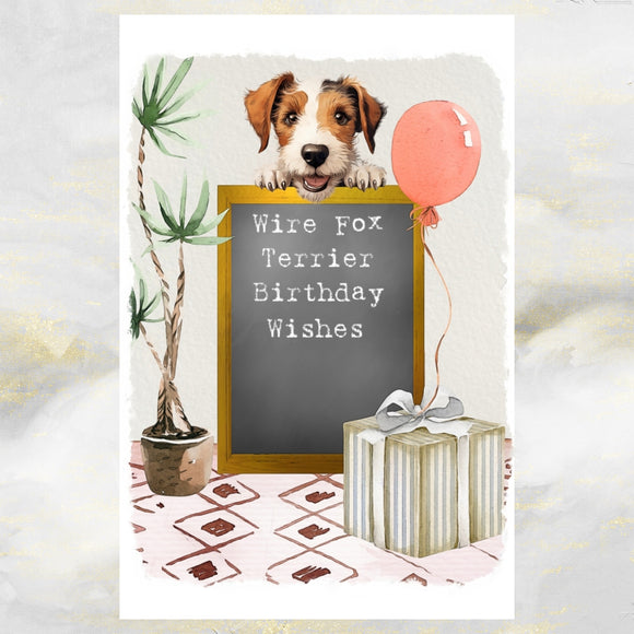 Wire Fox Terrier Dog Birthday Greetings Card