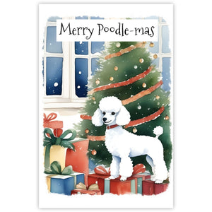 White Toy Poodle Christmas Card