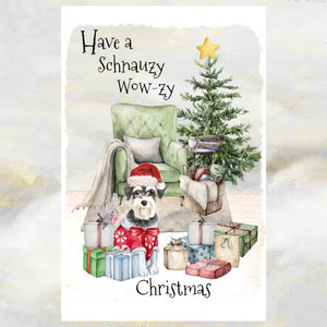 Schnauzer Dog Christmas Card, Fun Schnauzer Christmas Card.