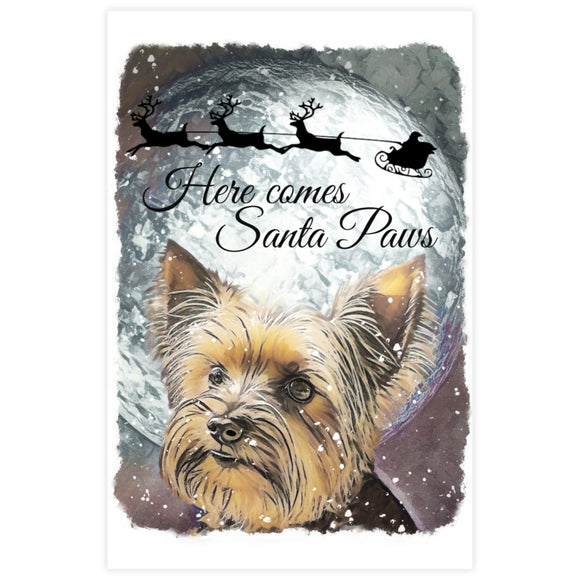 Yorkshire Terrier Dog Christmas Card, Yorkie Dog Christmas Art Card.