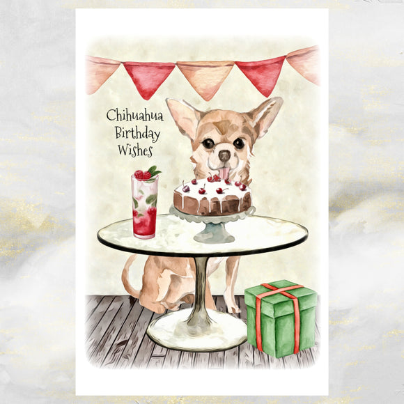 Chihuahua Dog Birthday Card, Funny Chihuahua Dog Greetings Card.