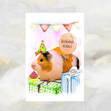 Guinea Pig Birthday Card, Guinea Pig Greetings Card