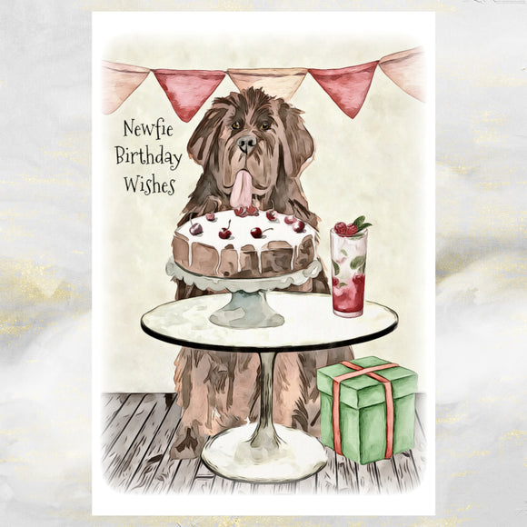 Newfoundland Dog Birthday Card, Funny Newfie Dog Greetings Card.
