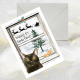 Black Cat Christmas Card