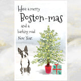 Boston Terrier Dog Christmas Card  Saddlemount Cards