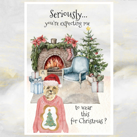cairn terrier dog christmas card