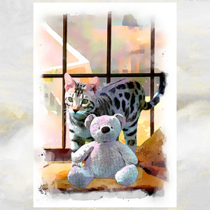 bengal cat  greetings card