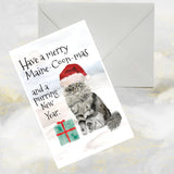 maine coon cat christmas card