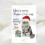 maine coon cat christmas card