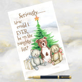Staffordshire Bull Terrier Dog Christmas Card, Funny Staffy Dog Christmas Card, Staffy Dog, Funny Dog Christmas Card.