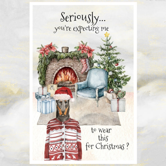 Doberman Pinscher Dog Christmas Card