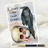 Gothic Raven and Skull Greetings Card, Gothic Humour Card, Alternative Valentine